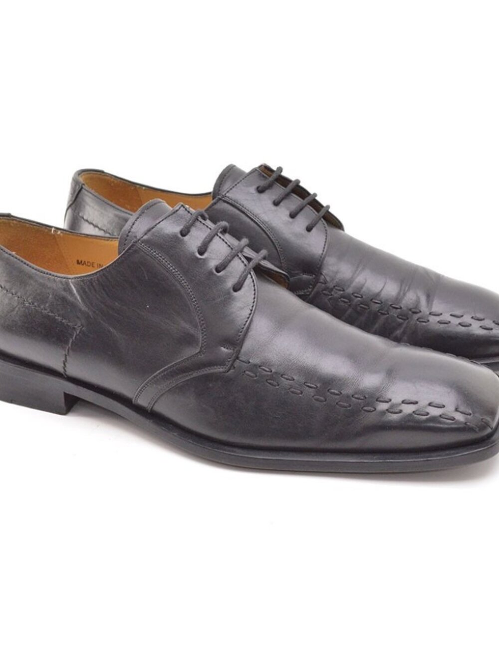 Men Mezlan Stitched Bicycle Toe Black Leather Oxfords 9